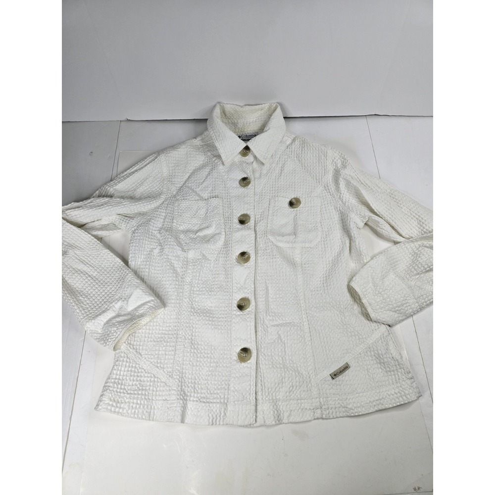 Columbia Shirt Women's XL White Button-Up Blouse Jacket Top Big Buttons Outdoor‎